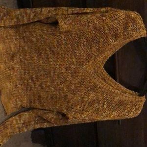 Yellow sweater double v neck
